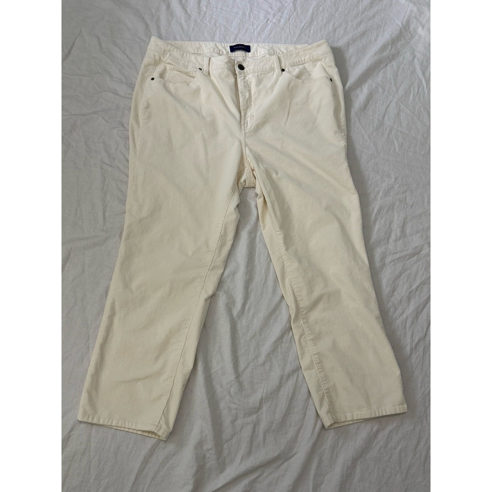 Talbots Straight Leg Pants Women 2X Ivory Cream High Waist Cotton Curvy Velvet